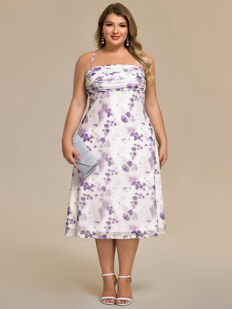 Bodycon Mesh Sleeveless Wedding Guest Dress #color_Light Purple Print