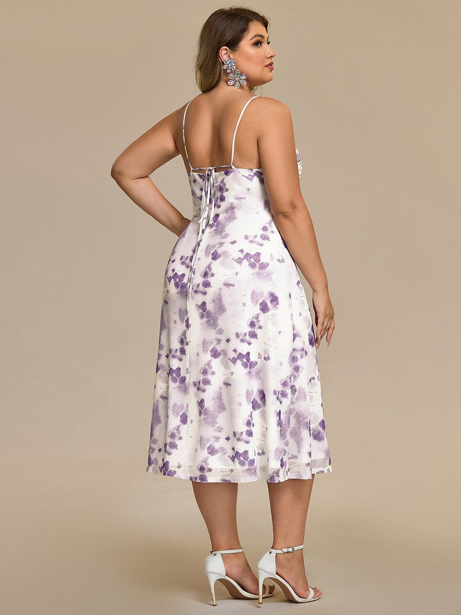 Bodycon Mesh Sleeveless Wedding Guest Dress #color_Light Purple Print
