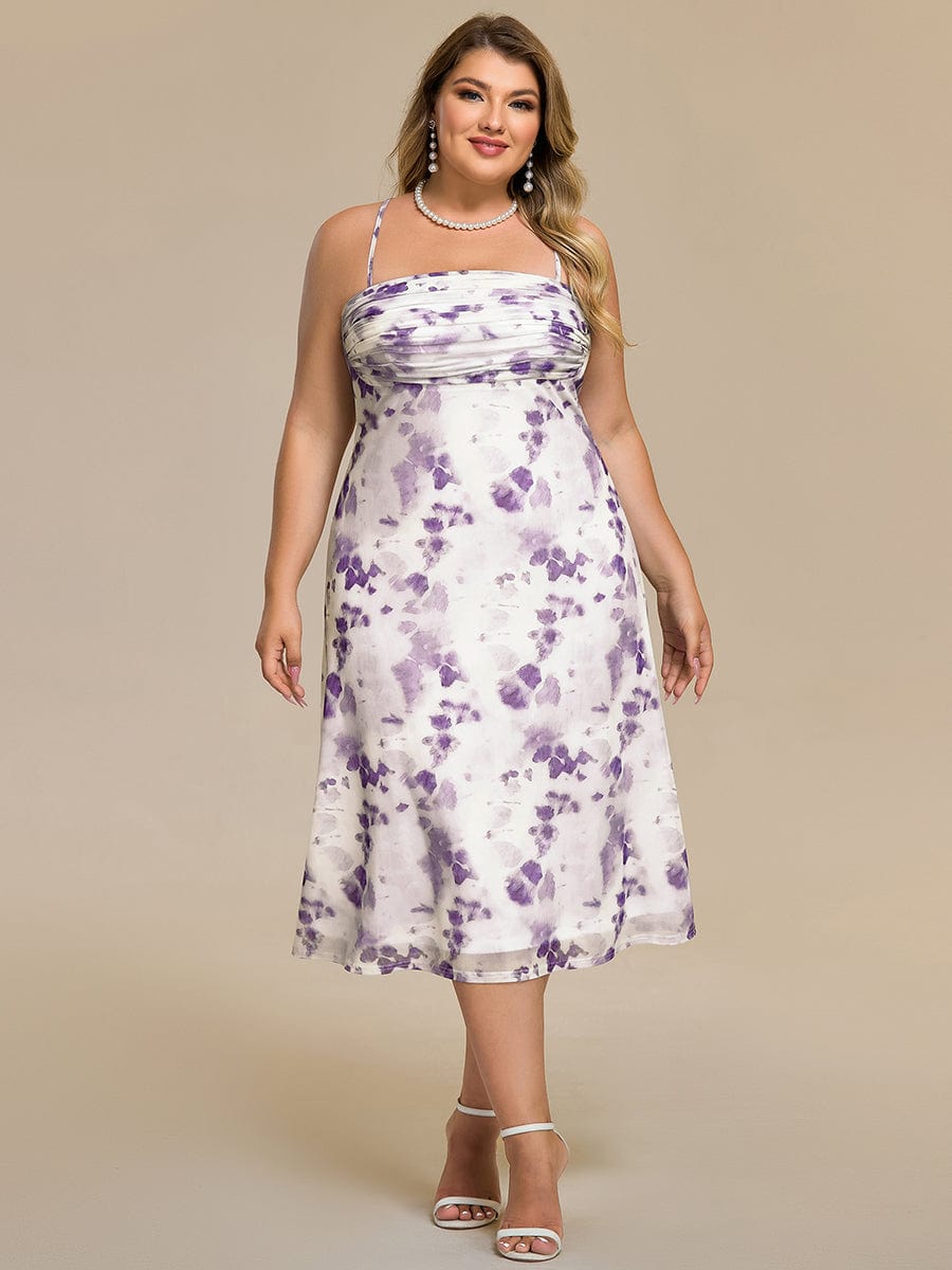 Bodycon Mesh Sleeveless Wedding Guest Dress #color_Light Purple Print