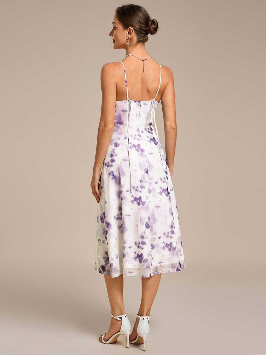 Bodycon Mesh Sleeveless Wedding Guest Dress #color_Light Purple Print