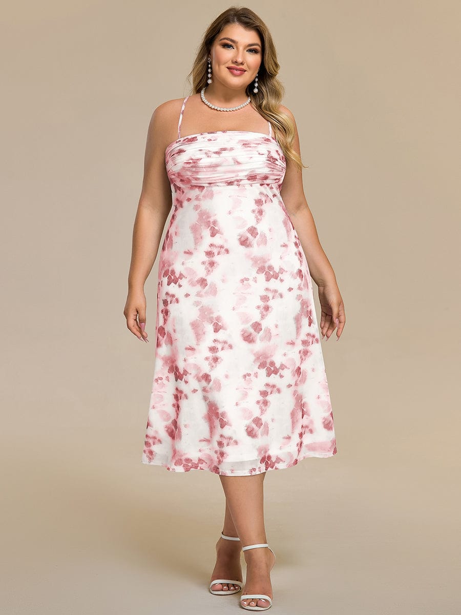 Plus Size Printed Bodycon Wedding Guest Dress #color_Russet Red Print