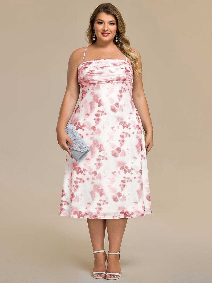 Bodycon Mesh Sleeveless Wedding Guest Dress #color_Russet Red Print