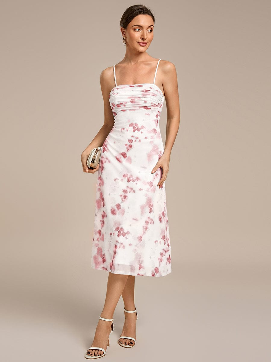 Bodycon Mesh Sleeveless Wedding Guest Dress #color_Russet Red Print