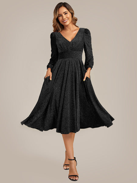 Ever-Pretty Plus Size Long Sleeve Midi Dress with Pockets for Summer Wedding Guests & Holiday Events Ever-Pretty Plus Size Long Sleeve Midi Dress with Pockets for Summer Wedding Guests & Holiday Events