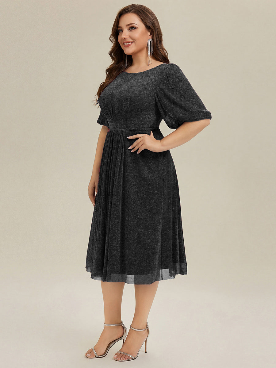 winter wedding guest dresses for plus size women Glitter Half Sleeve A-Line Dress Colors may be slightly mesh fabric Mermaid Champagne One Shoulder Size:5/6T
