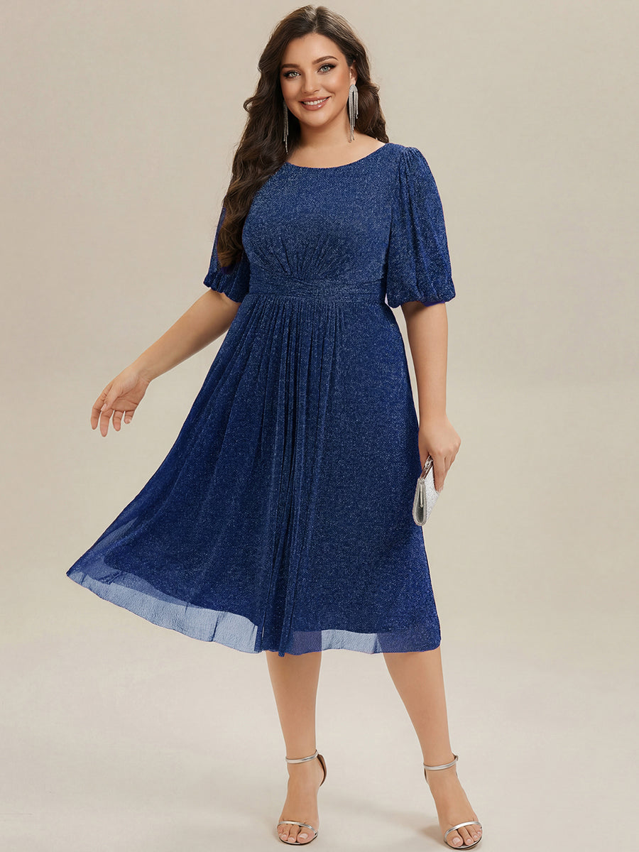 Plus Size Glitter Half Sleeve A-Line Wedding Guest Dress Plus Size Glitter Half Sleeve A-Line Wedding Guest Dress