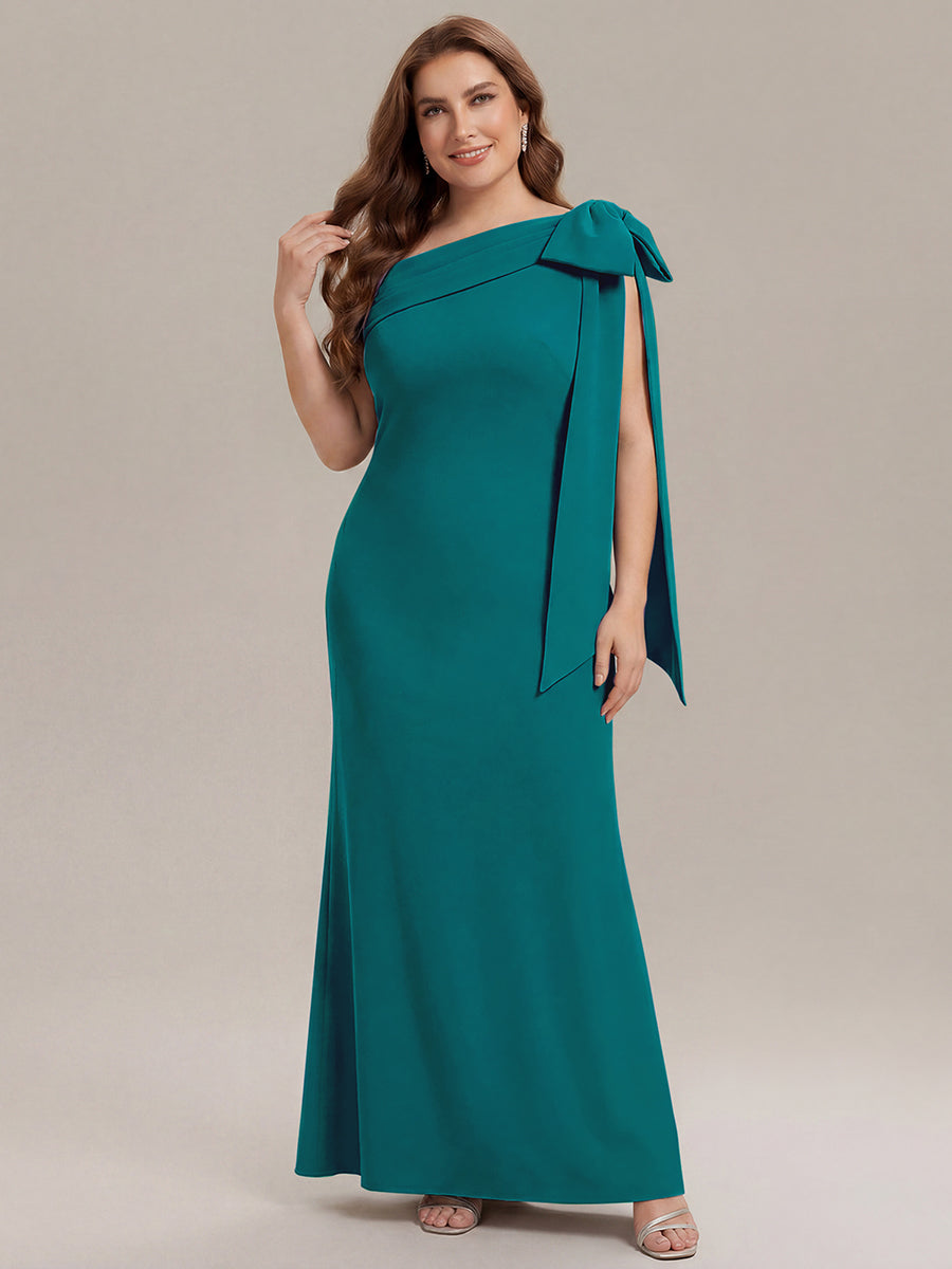 Ever-Pretty Asymmetric Shoulder Bow Maxi Gown for Black Tie Events & Formal Weddings Occasion Dress