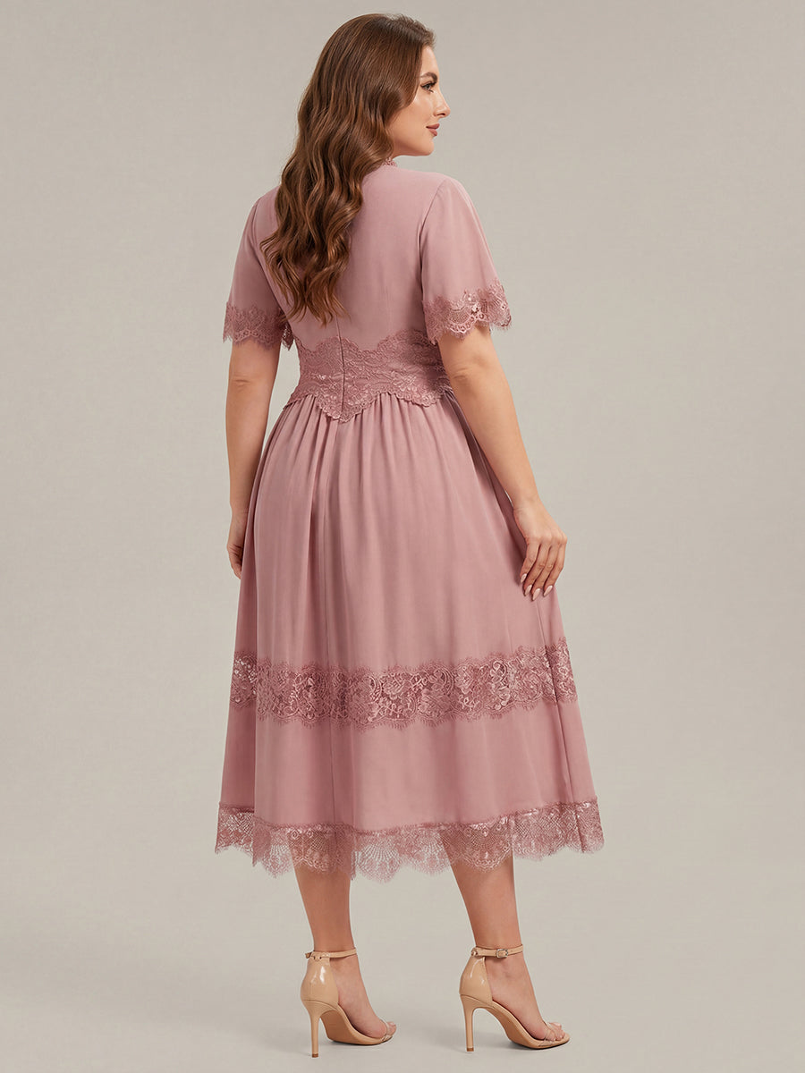 Plus Size Cut-Out Detail Chiffon Wedding Guest Dress #color_Dusty Rose