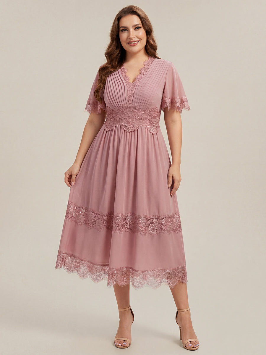 Plus Size Cut-Out Detail Chiffon Wedding Guest Dress #color_Dusty Rose