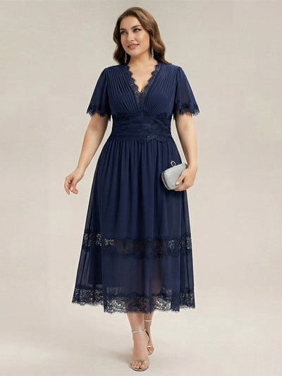 Plus Size Cut-Out Detail Chiffon Wedding Guest Dress