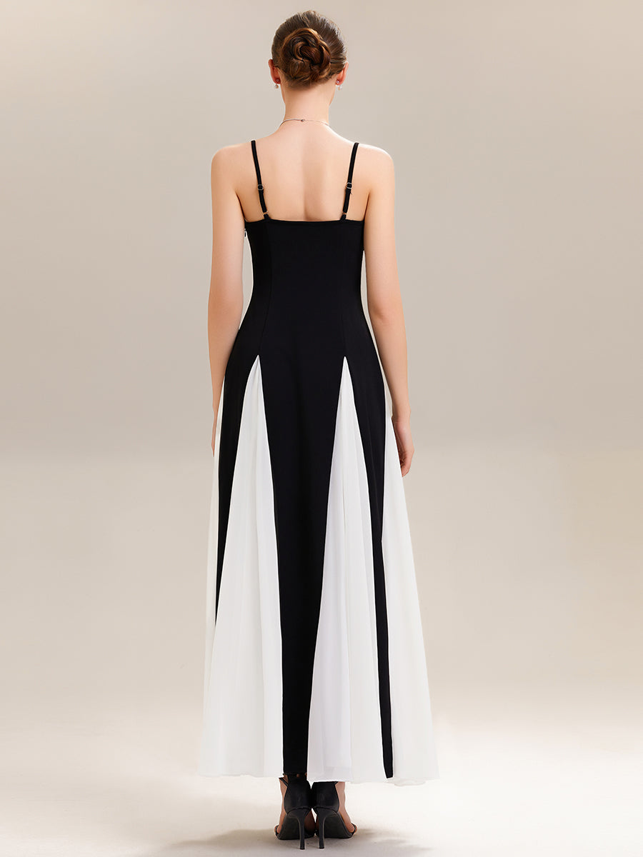 Spaghetti Straps Knit Sleeveless A-Line Wedding Guest Dress #color_Black