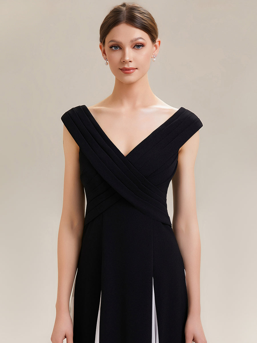 Ever-Pretty Elegant V-Neck Colorblock Formal Dress for Women