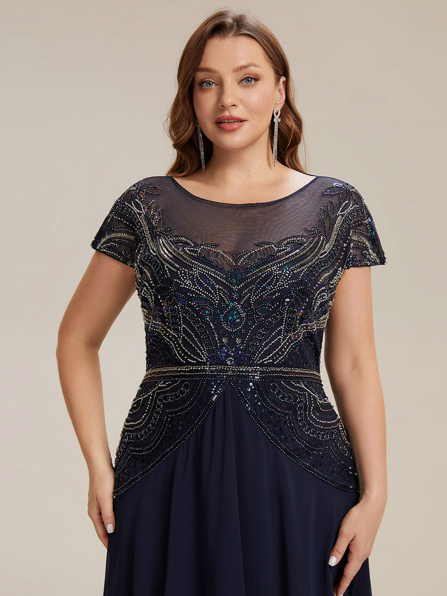 beaded dress wedding guest Ever-Pretty High-Low Chiffon Midi Mother of the Bride with Sheer Neckline 1x Women Dress stage wear WornOnTV: Adriane Kiss' blue Size:EU 32 / XXS