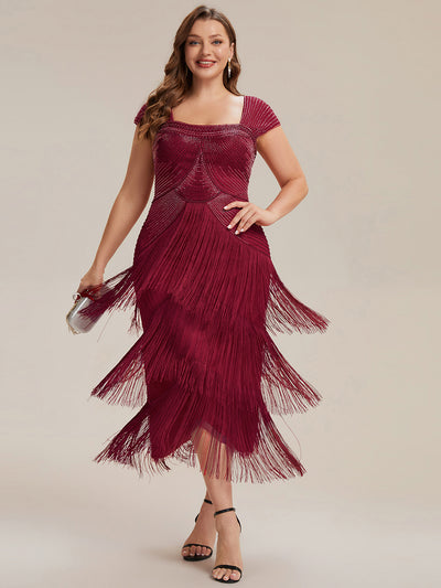 ever LUMINE|Sequin Sleeveless Fringe Cocktail Dress