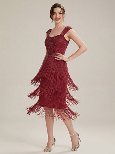ever LUMINE|Sequin Sleeveless Fringe Cocktail Dress