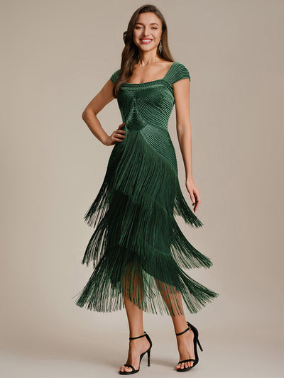 ever LUMINE|Sequin Sleeveless Fringe Cocktail Dress