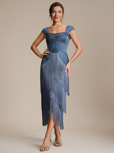 ever LUMINE|Sequin Sleeveless Fringe Cocktail Dress