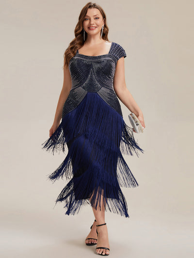 ever LUMINE|Sequin Sleeveless Fringe Cocktail Dress