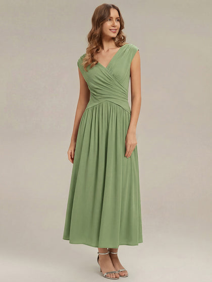 Polka Dot Knit Sleeveless Wedding Guest Dress