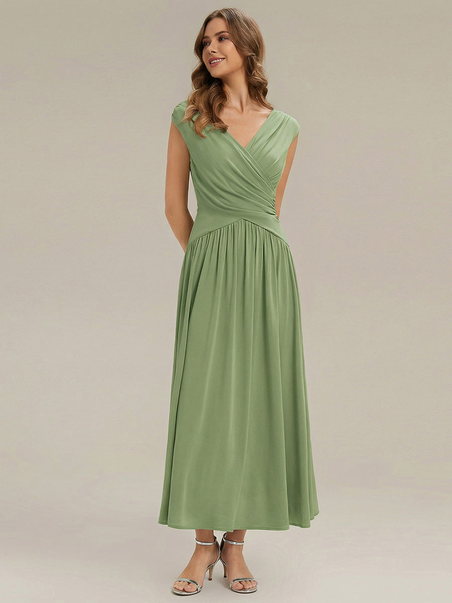 Knit Sleeveless Sheath Wedding Guest Dress #color_Sage Green
