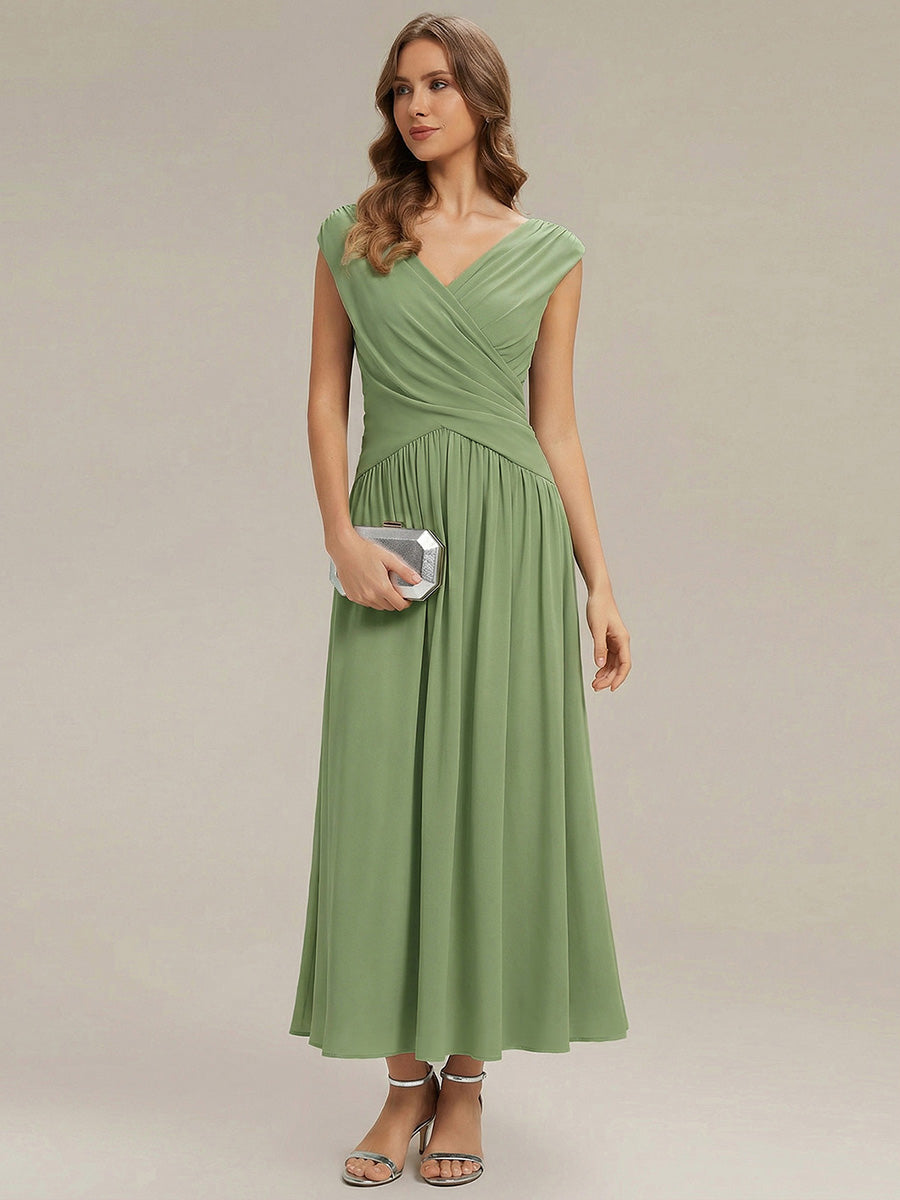 Knit Sleeveless Sheath Wedding Guest Dress #color_Sage Green