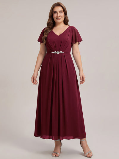 Plus Size Rhinestone Embellished Chiffon Wedding Guest Dress