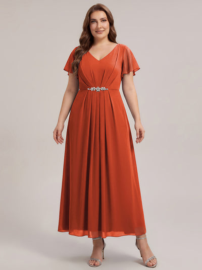 Plus Size Rhinestone Embellished Chiffon Wedding Guest Dress