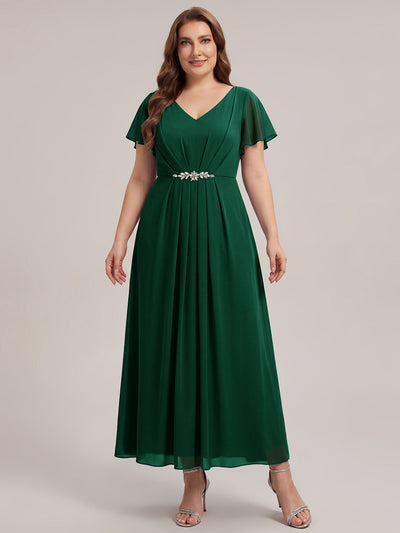 Plus Size Rhinestone Embellished Chiffon Wedding Guest Dress
