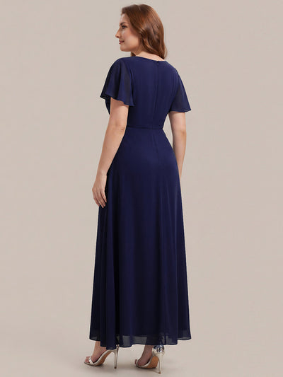 Plus Size Rhinestone Embellished Chiffon Wedding Guest Dress #color_Navy Blue