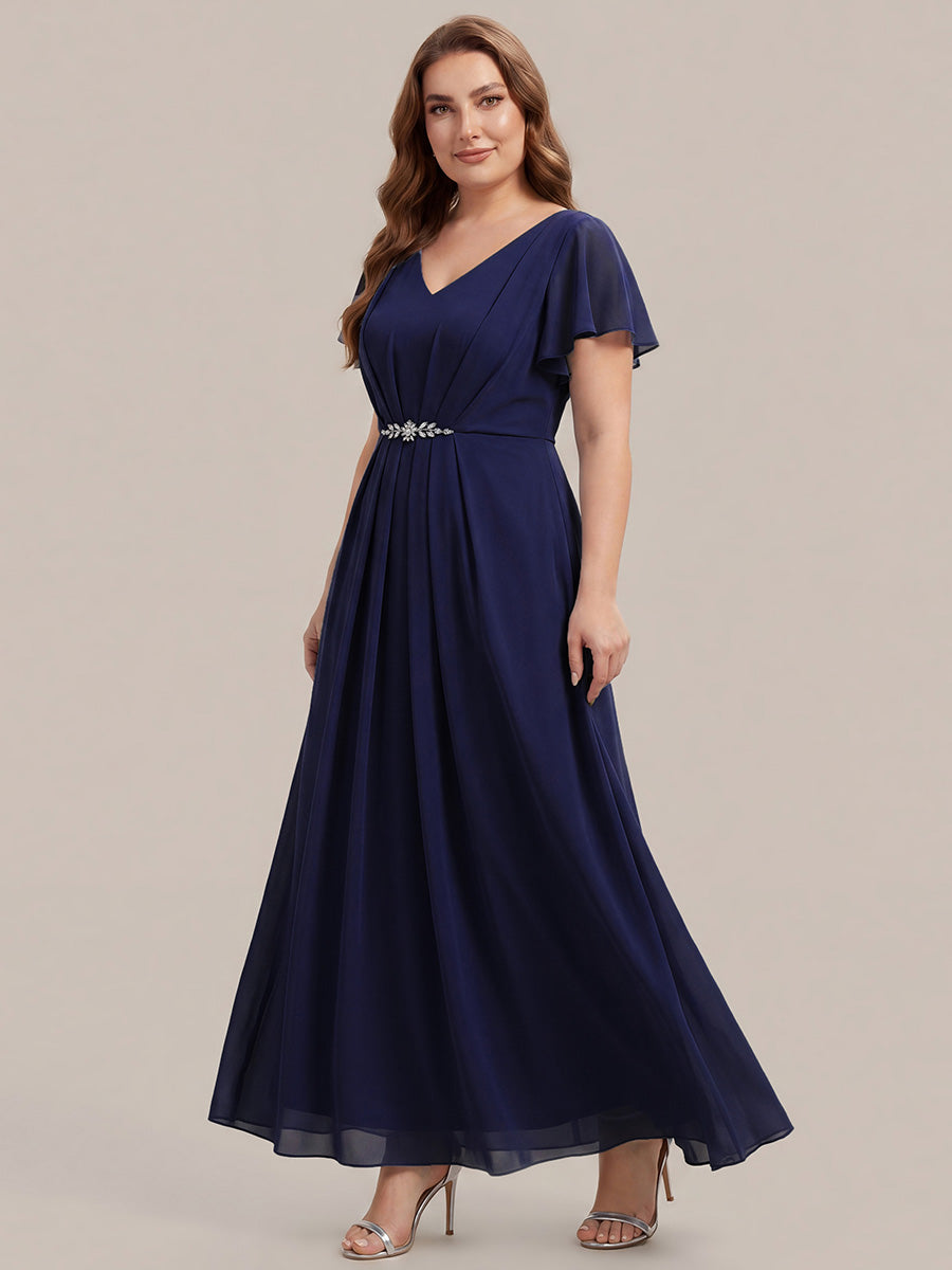 Ever-Pretty Plus Size Rhinestone Embellished Chiffon Evening Dress In Navy Blue Size 26 Occasion Dress