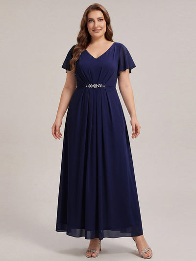 Plus Size Rhinestone Embellished Chiffon Wedding Guest Dress