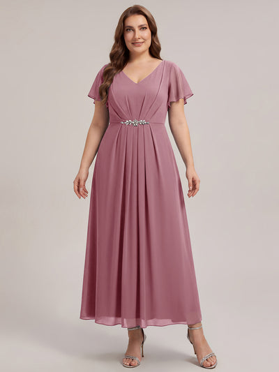 Plus Size Rhinestone Embellished Chiffon Wedding Guest Dress