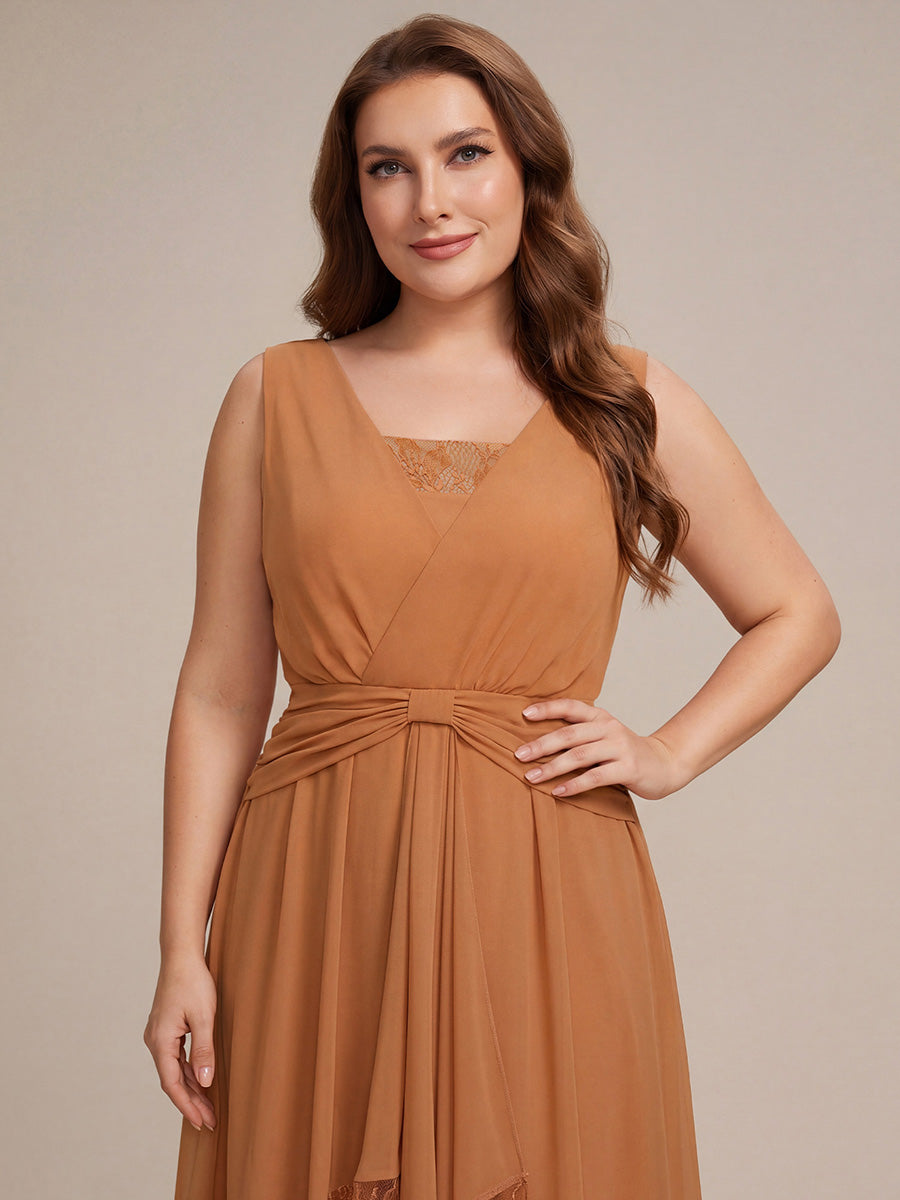 Chiffon Ribbon Sleeveless A-Line Wedding Guest Dress #color_Pumpkin