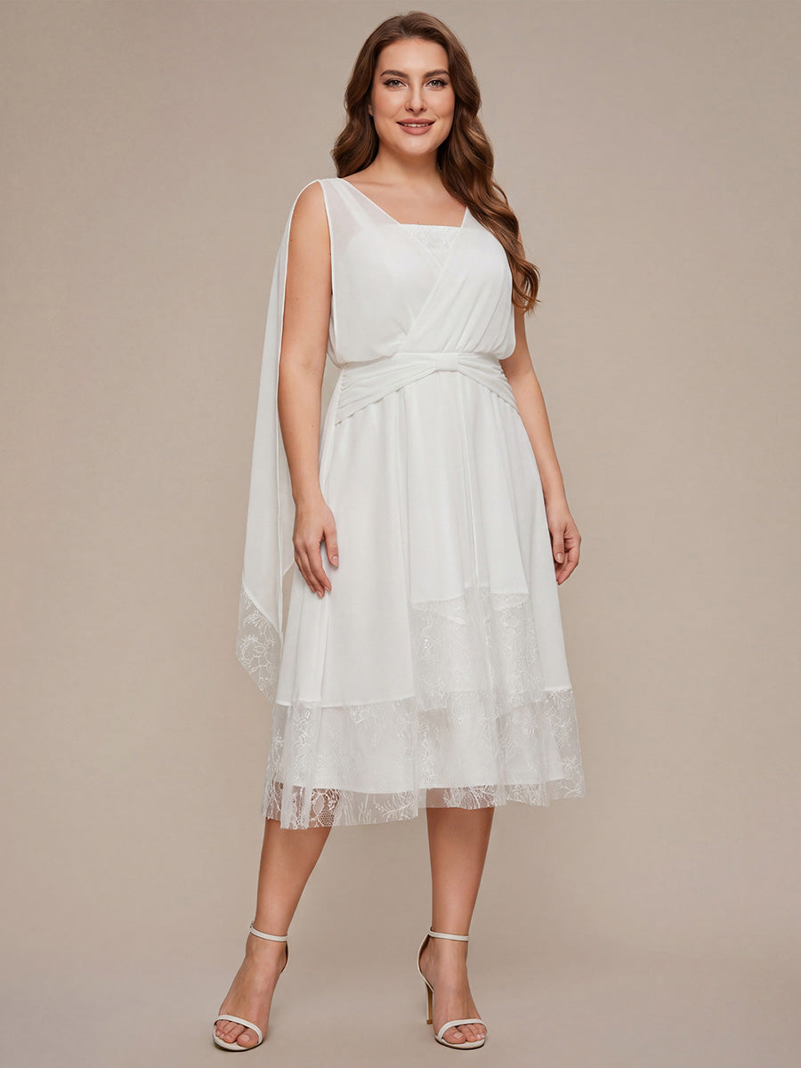 Chiffon Ribbon Sleeveless A-Line Wedding Guest Dress #color_White