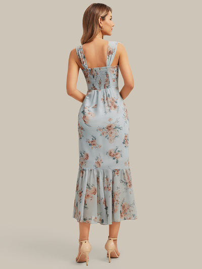 Mermaid Chiffon Sleeveless Wedding Guest Dress #color_Amber Bloom