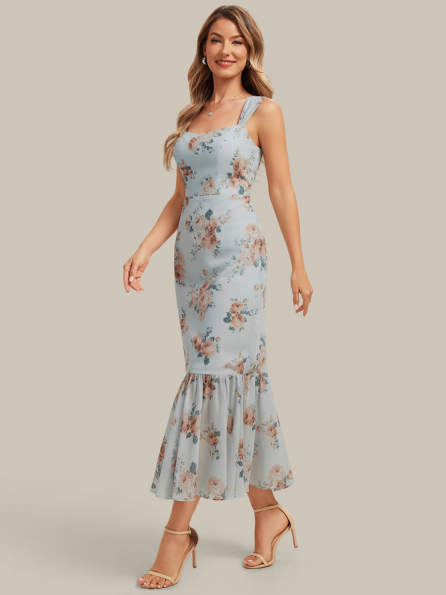 Mermaid Chiffon Sleeveless Wedding Guest Dress #color_Amber Bloom