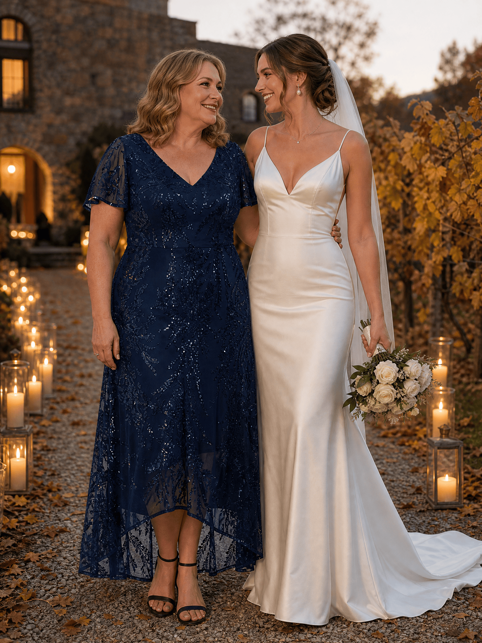 Ruffled Sequin Ruffle Sleeve Wedding Guest Dress #color_Navy Blue