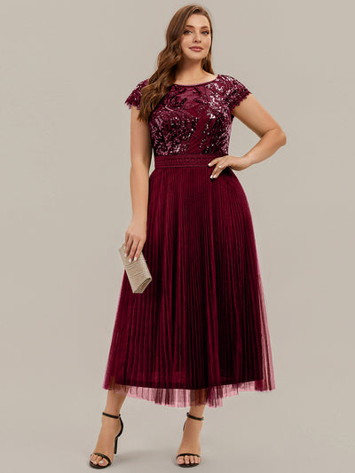 Plus Size Glitter A-Line Wedding Guest Dress