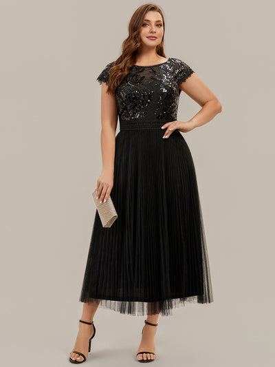 Plus Size Glitter A-Line Wedding Guest Dress