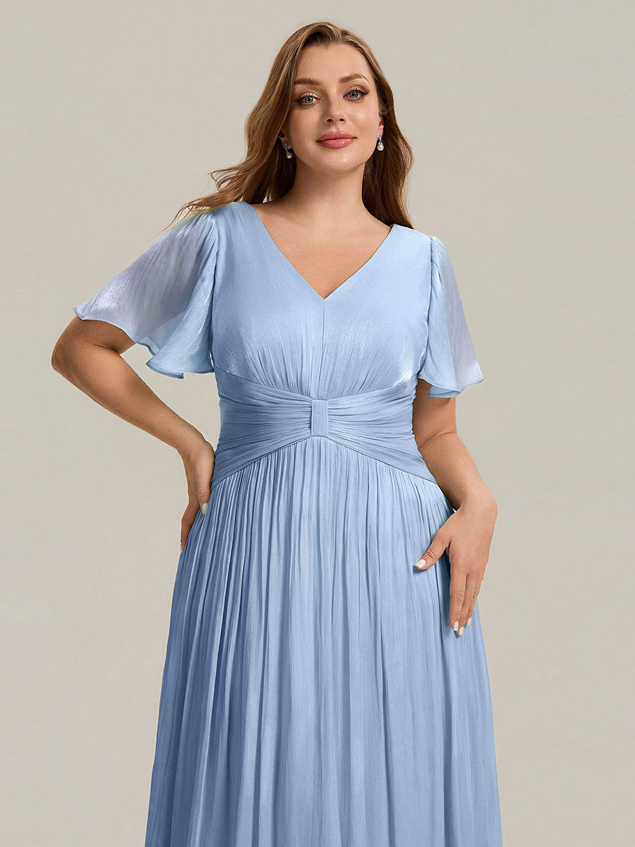 Ever-Pretty Plus Size Empire Waist Flowy Midi Dress with Flutter Sleeves for Summer Wedding Guest Ever-Pretty Plus Size Empire Waist Flowy Midi Dress with Flutter Sleeves for Summer Wedding Guest