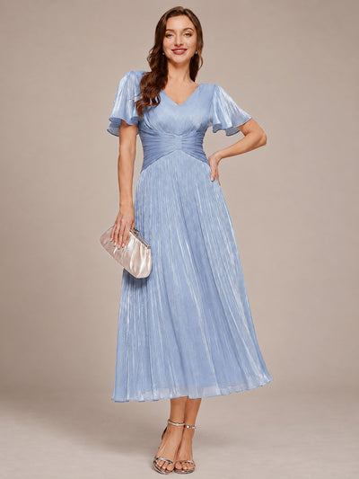 Ruffled Sea-island Ruffle Sleeve Midi Wedding Guest Dress