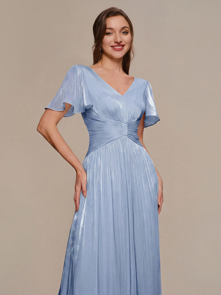 Empire Waist Flutter Sleeve Midi Dress for Wedding Guest Dress