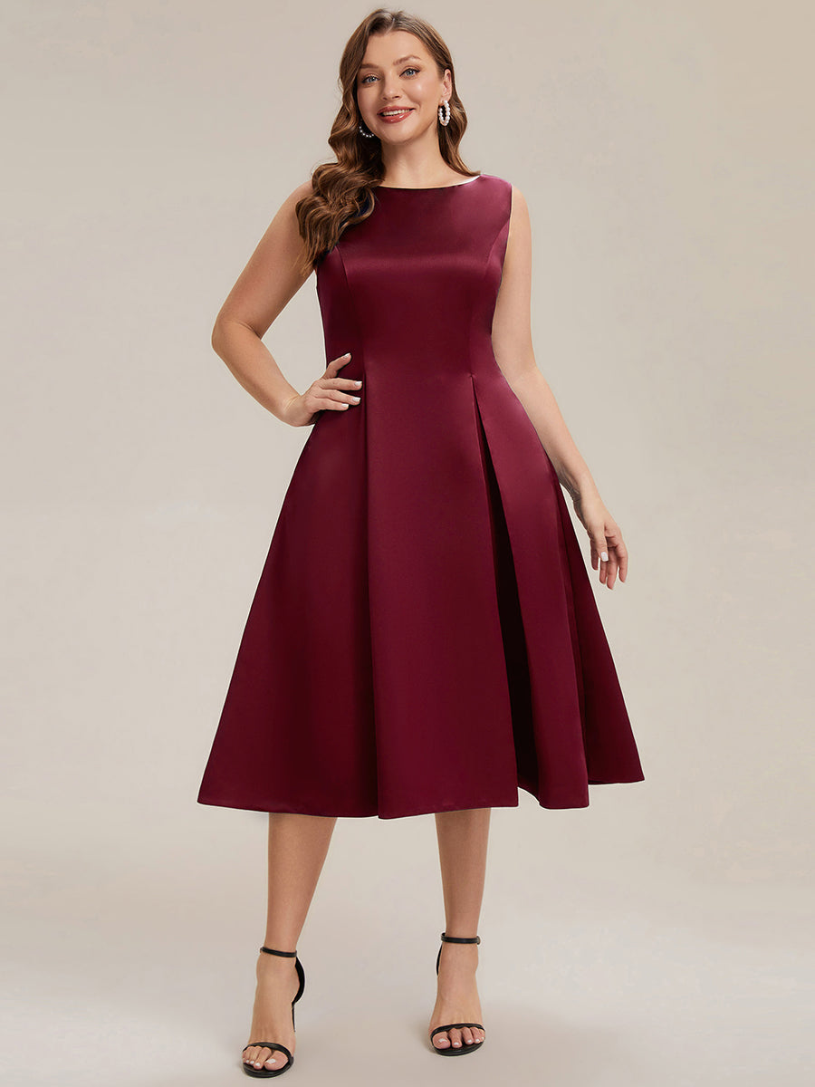 Satin Sleeveless Ball-Gown Wedding Guest Dress #color_Burgundy