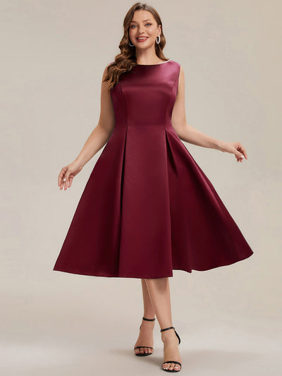 Plus Size Pocket Satin Wedding Guest Dress