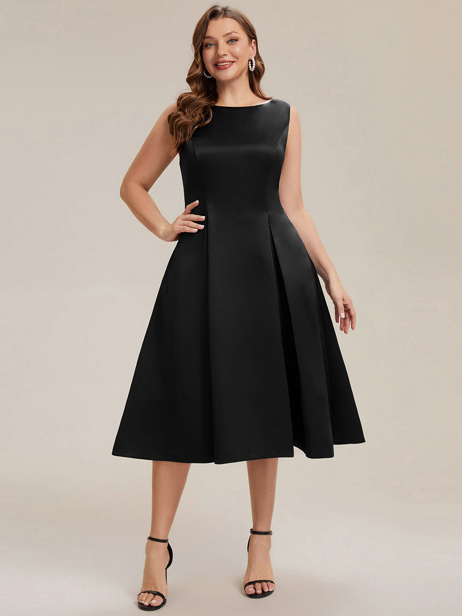 Ever-Pretty Satin Sleeveless Midi Midi Dress with Pockets