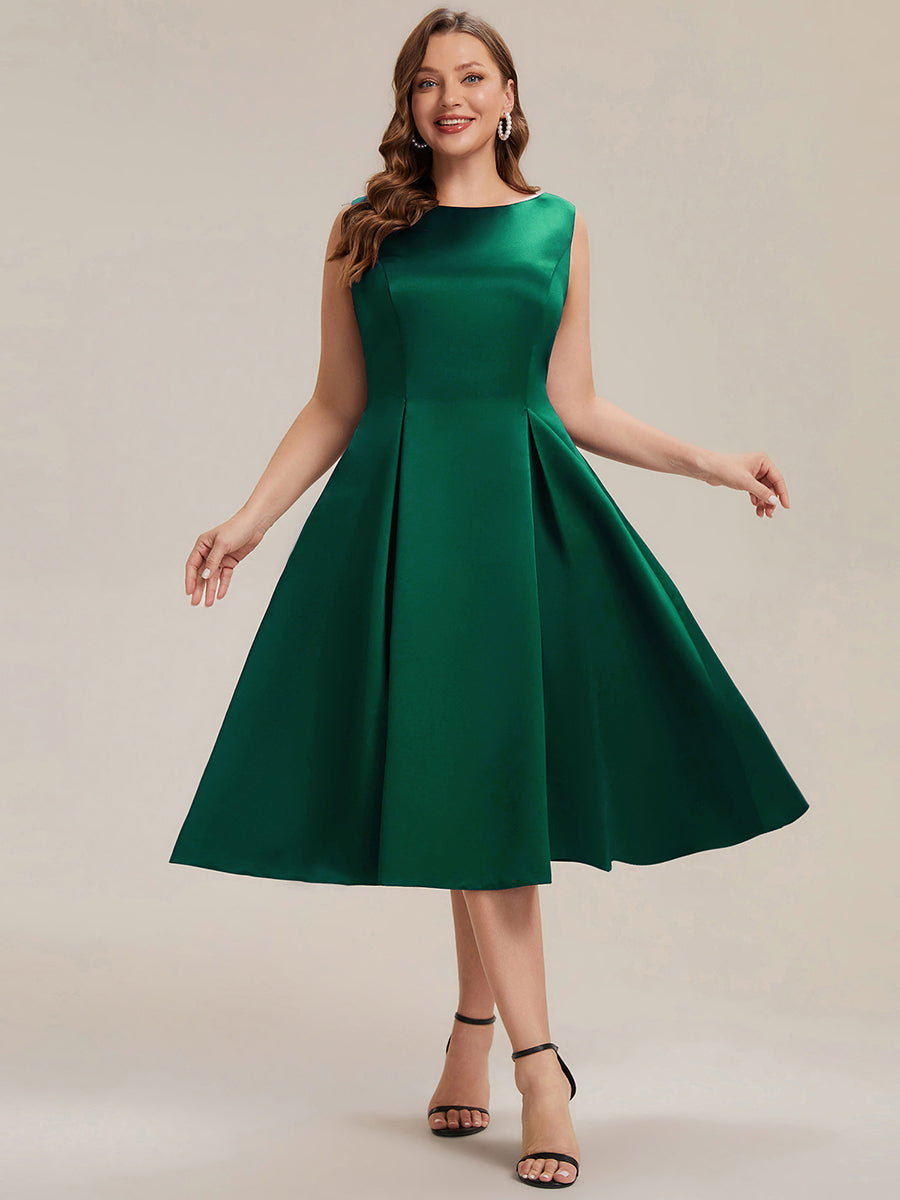 Plus Size Pocket Satin Wedding Guest Dress #color_Dark Green