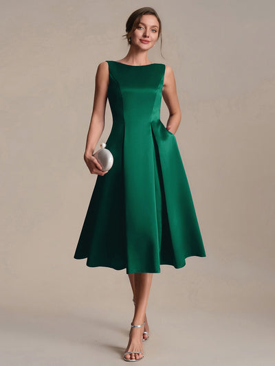 Satin Sleeveless Ball-Gown Wedding Guest Dress