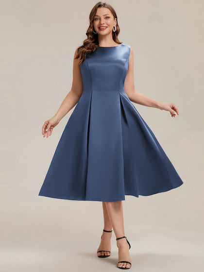 Plus Size Pocket Satin Wedding Guest Dress
