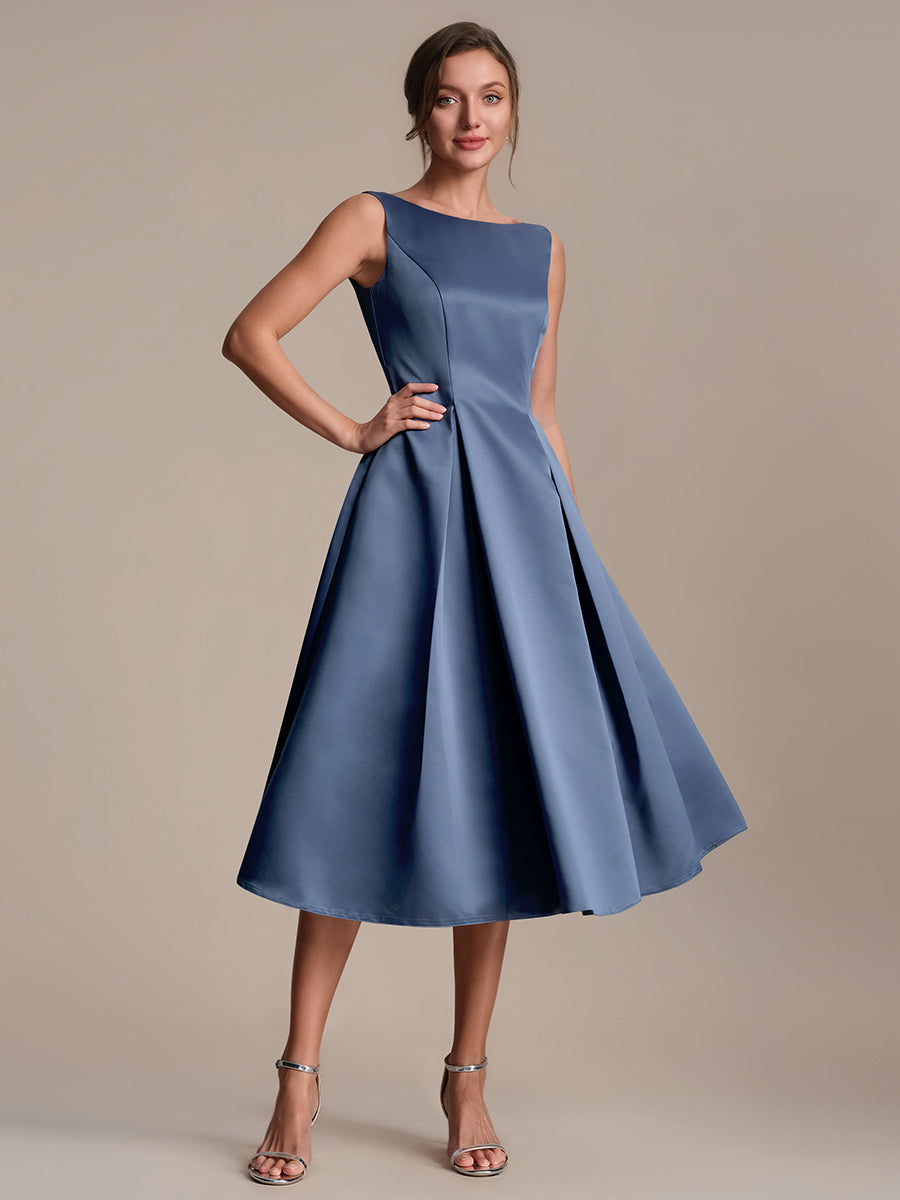 Satin Sleeveless Ball-Gown Wedding Guest Dress #color_Dusty Blue