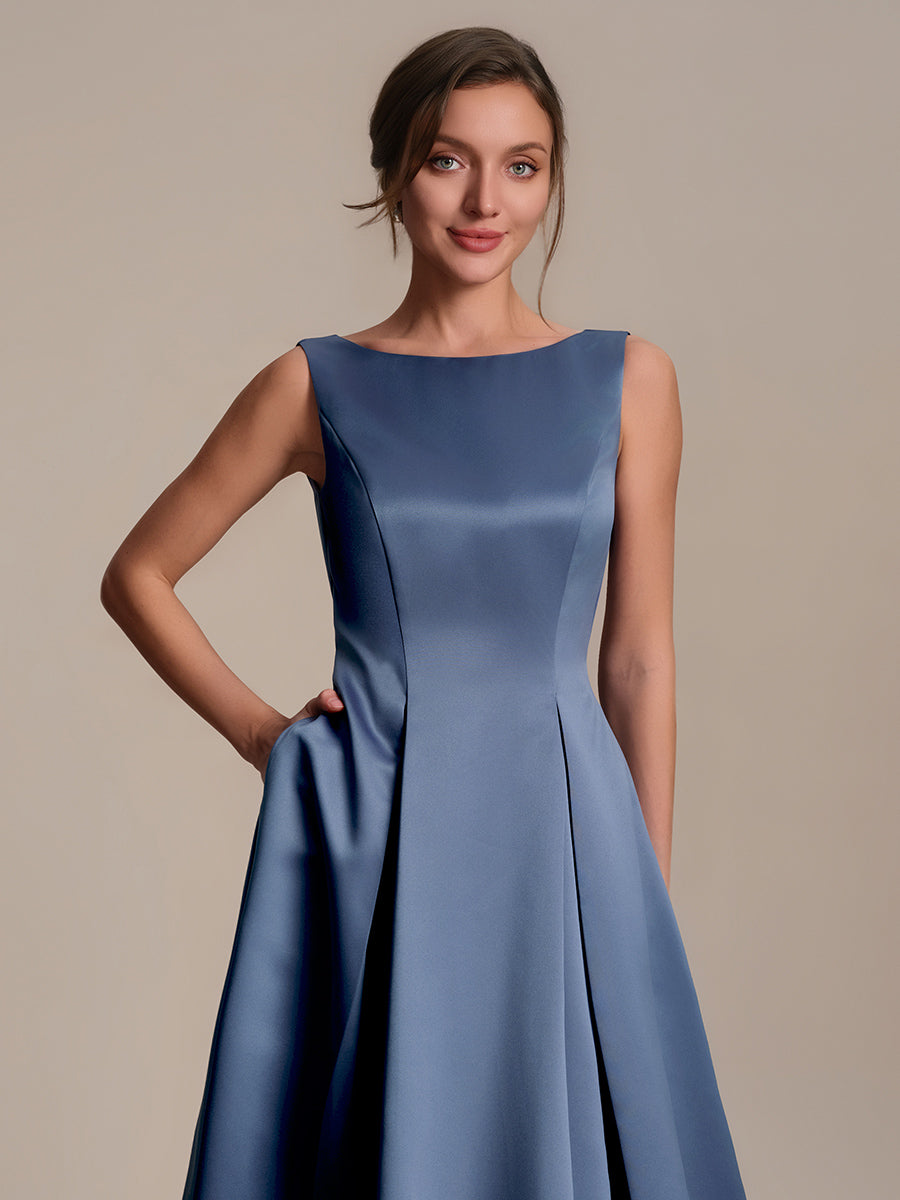Satin Sleeveless Ball-Gown Wedding Guest Dress #color_Dusty Blue